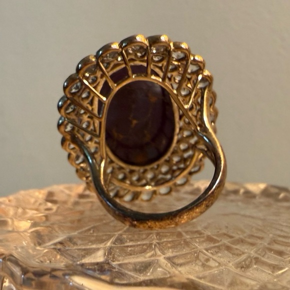 Rarities Vintage Carol Brodie Vermeil Purple Mohave Turquoise & White Topaz Ring - Picture 6 of 8